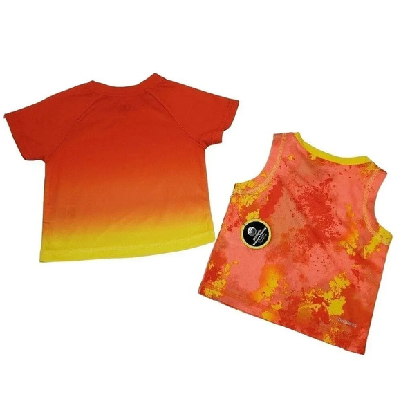 12m Kids Summer Orange Athletic Tshirt and Tank Top Matching Athletic Sports Set - Picture 7 of 7